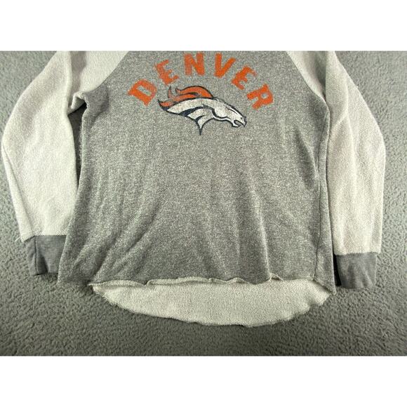 Denver Broncos Sweater Womens Large Gray Raglan Long Sleeve Football NFL Touch - Picture 3 of 10